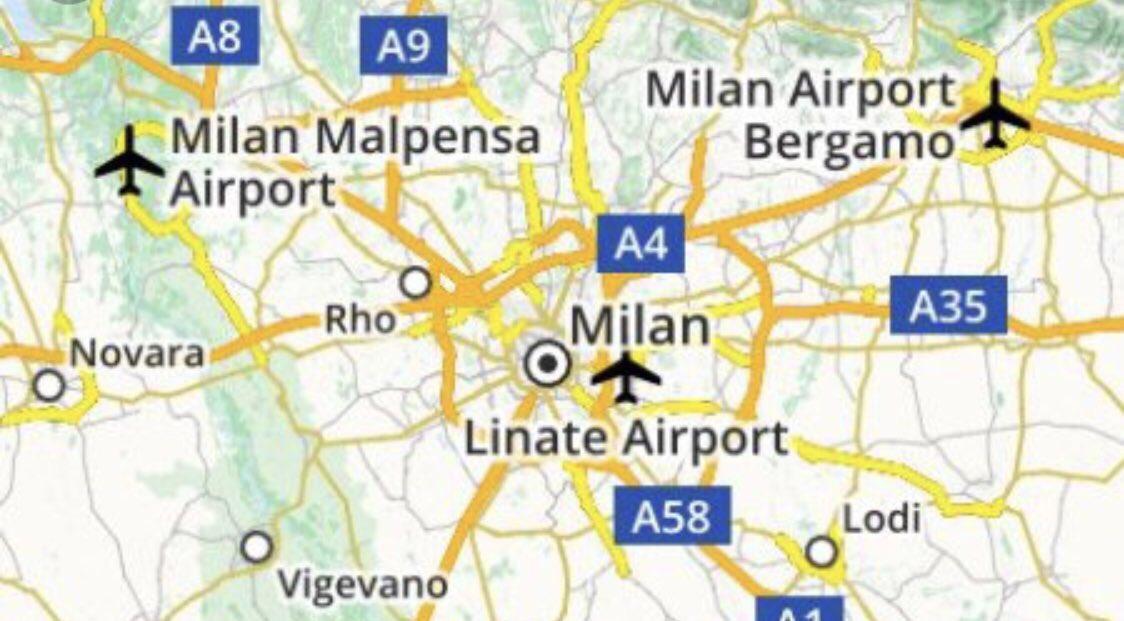 خريطة تظهر مطارات أوروبا